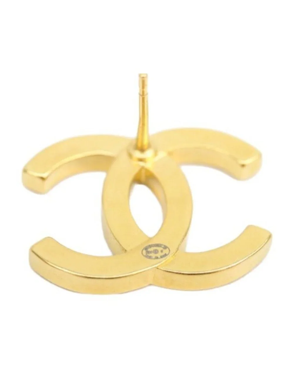Chanel 24k Gold Rhinestone CC Logo Earrings
